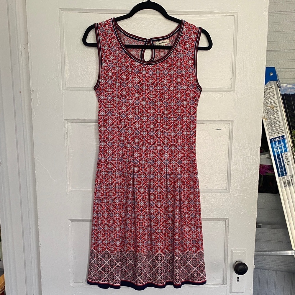 Max Studio Red and Blue Geometric Dress - Picture 6 of 6